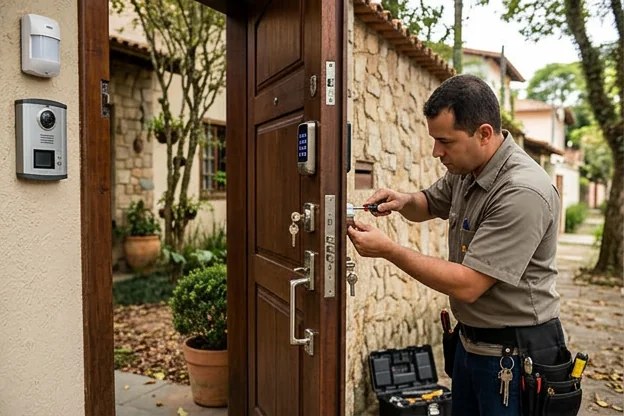 Casa em Embu das Artes com sistema de segurança visível.