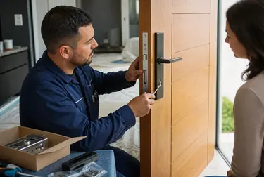 Chaveiro instalando uma nova fechadura em Embu das Artes.