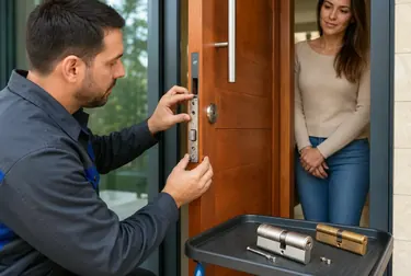 Chaveiro realizando a troca de uma fechadura em Embu das Artes.