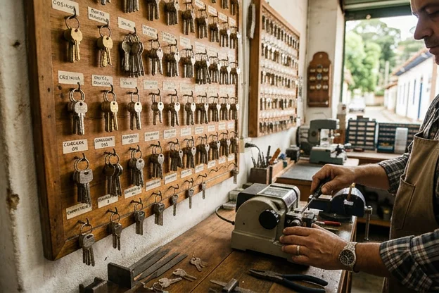 Chaves organizadas em local seguro dentro de casa em Embu das Artes.